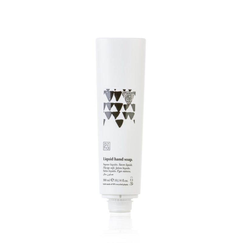 Sapone liquido in flacone 300 ml di plastica riciclata. Non ricaricabile.
