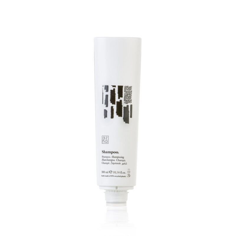 Shampoo capelli in flacone 300 ml di plastica riciclata. Non ricaricabile.