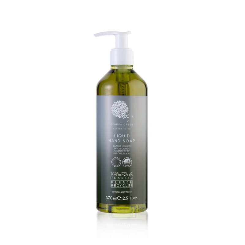 Sapone liquido in flacone 370 ml in pet riciclato. Flacone ricaricabile