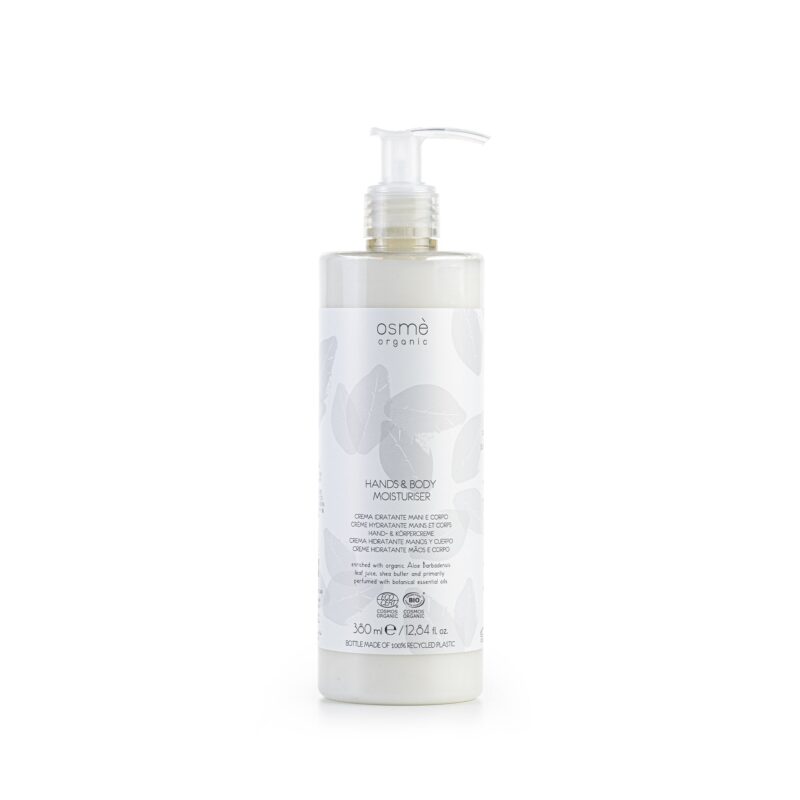 Crema idratante mani e corpo in flacone 380 ml in pet riciclato