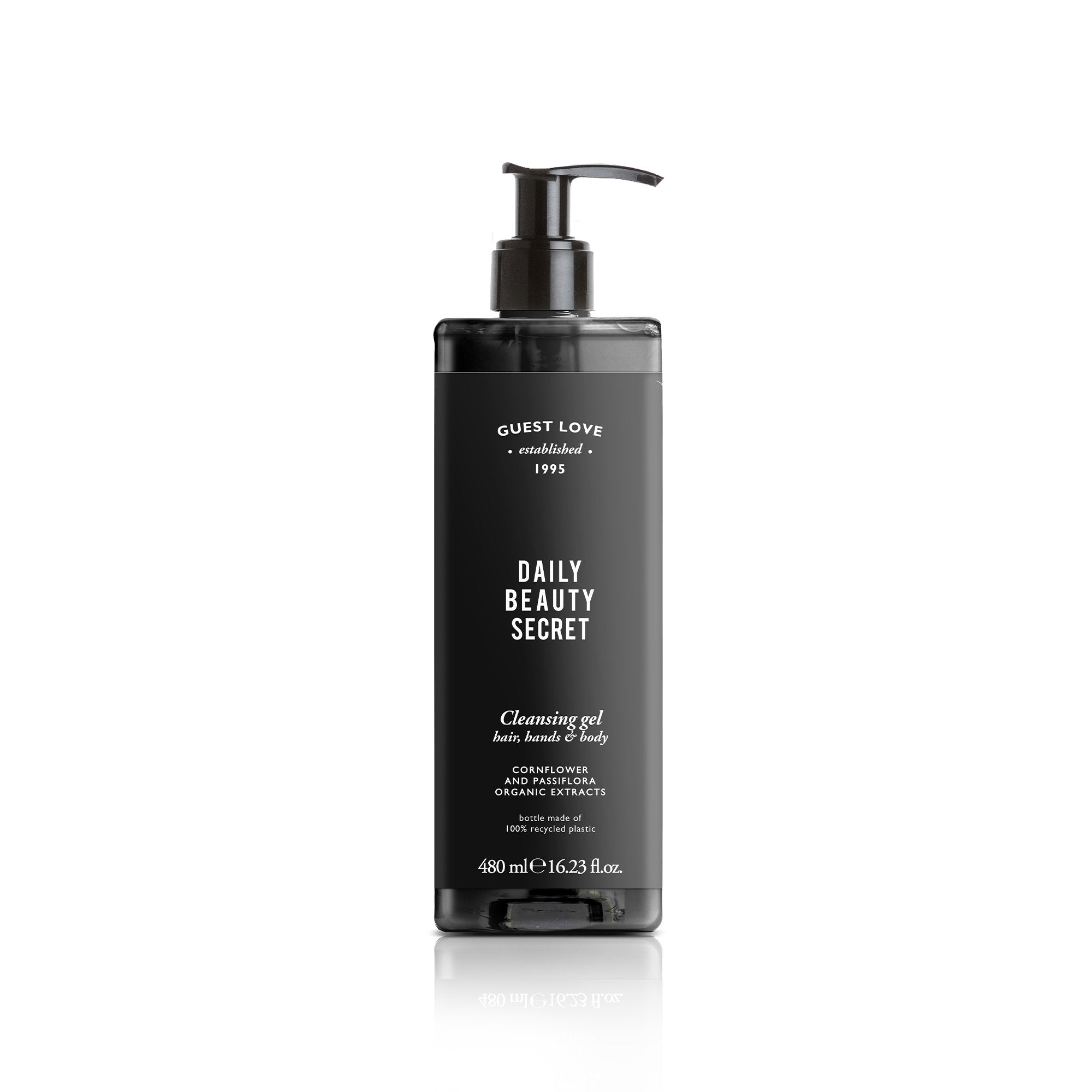 P500MGL-P500R_MGL Shampoo corpo e capelli in flacone 480 ml in pet riciclato. Flacone ricaricabile