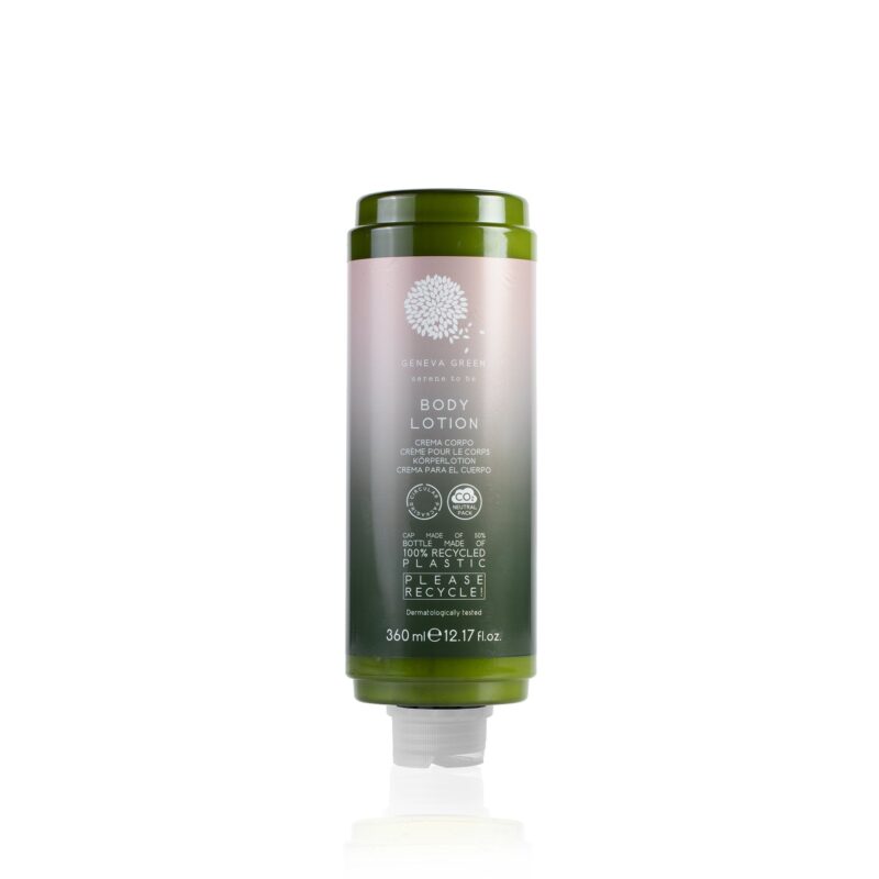 Crema corpo idratante in flacone 360 ml in pet riciclato. Non ricaricabile